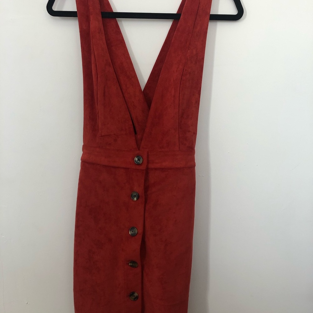Faux suede rust colored dress